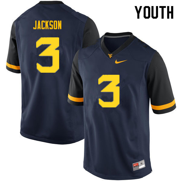 Youth #3 Trent Jackson West Virginia Mountaineers College Football Jerseys Sale-Navy - Click Image to Close